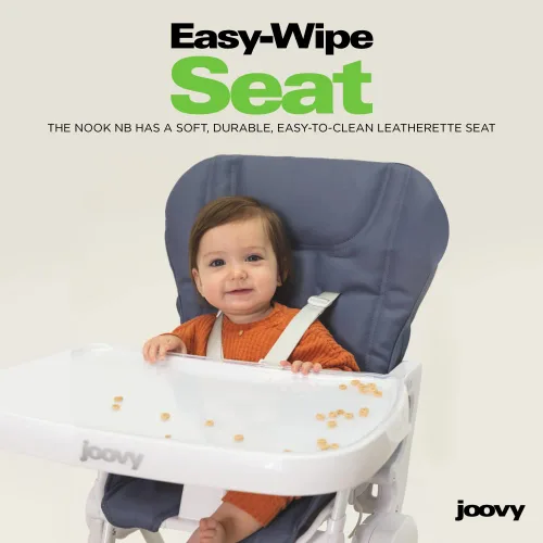 Miniatura 4 de Joovy Nook NB - Silla alta con bandeja abierta ajustable de cuatro posiciones, asiento reclinable de 3 posiciones y ruedas delanteras para mayor
