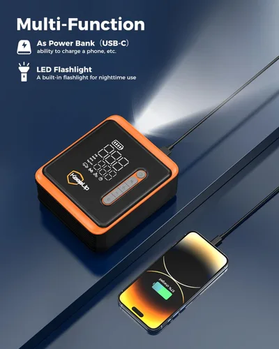 Miniatura 6 de Compresor de aire portátil para inflador de neumáticos, bomba de aire mejorada para automóvil con manómetro de presión de neumáticos
