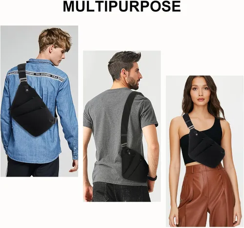 Miniatura 2 de OSOCE Bolso bandolera para hombre, bolsos cruzados antirrobo para mujer Resistente al agua negro (Black 1.0)