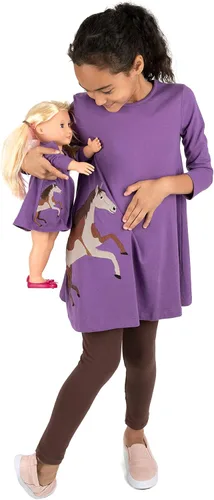 Miniatura 13 de Leveret - Conjunto de vestidos a juego para niña y para muñeca, 100% algodón, gran variedad de estilos, (tallas de 2 a 14 años)