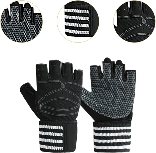 Miniatura 2 de Yiju 2X Workout Gloves Accessory Lightweight Polyester Black Weight Lifting Gloves for Indoor Outdoor Pull Ups Fitness Women Men
