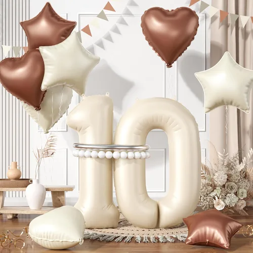 Miniatura 85 de Globos dorados de color champán con el número 11, globos de oro claro, globo de aluminio dorado con forma de corazón con estrella y globo largo