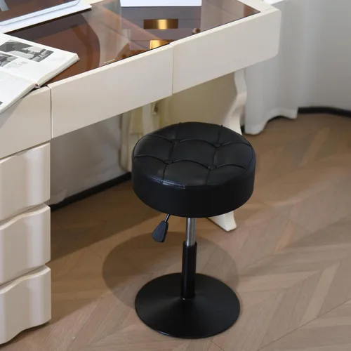 Miniatura 5 de Taburete de tocador ajustable con espuma de alta densidad y base de metal, silla giratoria de maquillaje, taburete de maquillaje pequeño
