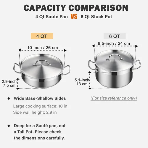 Miniatura 2 de Cooks Standard - Sartén profunda con tapa para saltear, de 4 cuartos de galón, profesional de acero inoxidable, sartén multiusos del chef