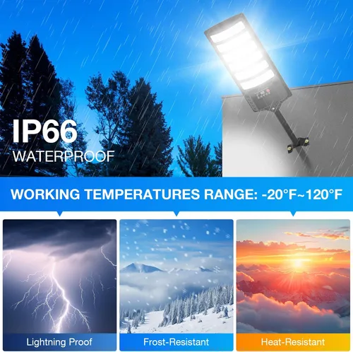 Miniatura 4 de Farolas solares impermeables para exteriores, luz de inundación gran angular de 320°, luz LED de estacionamiento solar con sensor de movimiento