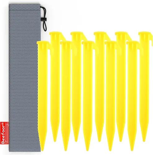 Paquete de 10 estacas de plástico para tienda de campaña, estacas de anclaje resistentes de 6 pulgadas para camping, jardinería, paisajismo,