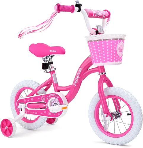 Bicystar - Bicicleta para niñas de 12, 14, 16 pulgadas para bebés de 2 a 5 años, bicicleta infantil princesa con ruedas de entrenamiento, cuadro