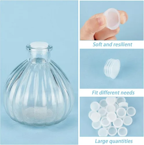 Miniatura 6 de GORGECRAFT 25 tapones para salero y pimentero blanco de 51/64 pulgadas, tapón de repuesto transparente de plástico, tapa de extremo redondo