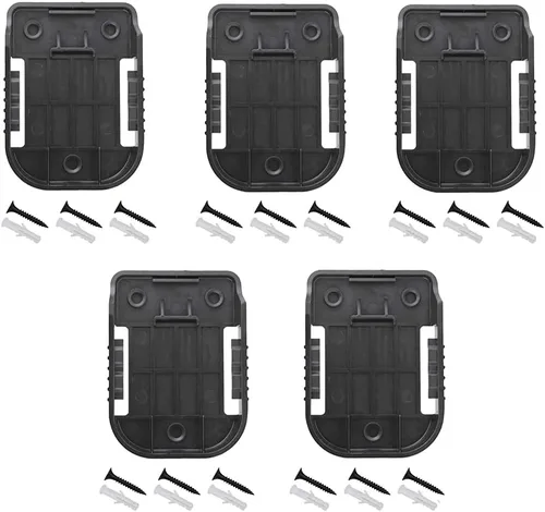 Paquete de 5 estantes de almacenamiento de pared para baterías, soporte de batería compatible con Makita 18 V/para Bosch 18 V Li-ion Baterías