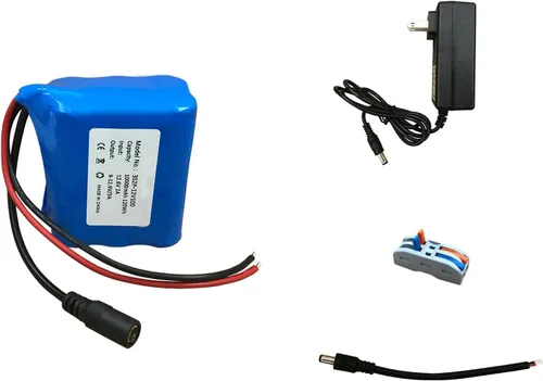 Seasider Batería recargable de 12 V 10000 mAh, batería de repuesto de cable de plomo desnudo con cargador de 12 V para dispositivo de 12 voltios RC
