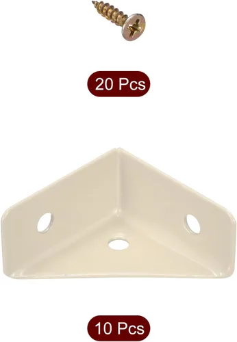 Miniatura 3 de uxcell 10 soportes de esquina angulares de 1.496 pulgadas x 1.496 pulgadas, soportes de acero laminado en frío con tornillos para borde de Beige