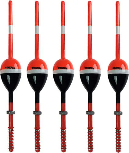 THKFISH Flotadores de pesca y bobbers flotadores de madera de balsa, bobbers de resorte con bobbers ovalados para peces de panfish crappie, Walleyes