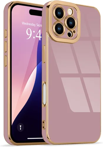 Miniatura 41 de Lafunda Diseñada para iPhone 13 Pro, fundas lujosas con chapado lindo para mujeres y niñas, elegante borde dorado, a prueba de golpes, TPU con funda