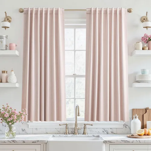Miniatura 76 de UHITECH Cortinas cortas de lino de 24 pulgadas de largo para ventanas pequeñas de granja, cortinas opacas modernas para sala de estar, pestañas