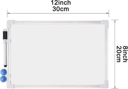 Miniatura 3 de Pizarra blanca pequeña de borrado en seco de 8.5 x 11 pulgadas, marco de aluminio de doble cara, pizarra blanca magnética de mano con marcador e