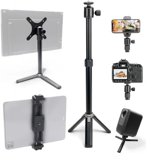 Miniatura 7 de Kado Trípode de soporte de monitor portátil de metal, 3.937x3.937 in 2.953x2.953 in, placa de soporte adaptadora de montaje en pared/brazo, cabeza