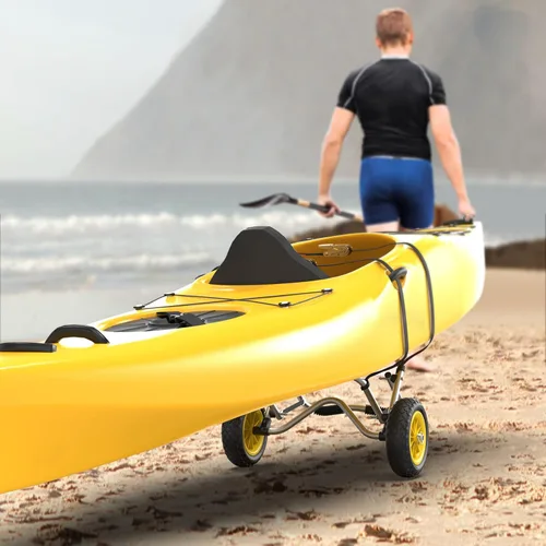 Miniatura 2 de Bonnlo Carrito de kayak Dolly Kayak Wheels Carrito de canoa desmontable con neumáticos sólidos y carrito de kayak con soporte