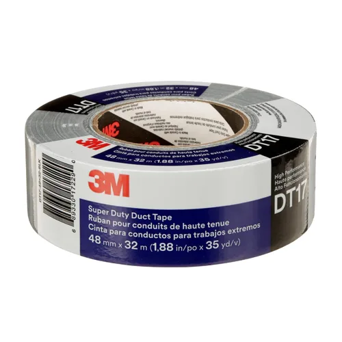 3M Cinta adhesiva Super Duty DT17, negra, ultra gruesa, resistente al desgaste, 17 mil, 1.890 in x 105.0 ft, 1 rollo