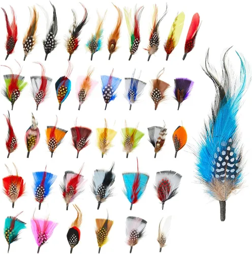 Kenning 39 plumas de sombrero surtidas para sombreros coloridos reales para manualidades, decoración de boda, hombres y mujeres, aprox. 3.1-4.3 in
