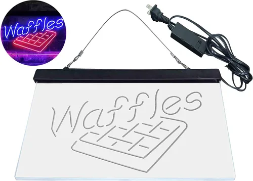 Miniatura 8 de ADVPRO Waffles Snack Café - Letrero de neón LED de doble color, azul y rojo, 12 x 8 pulgadas st6s32-i3820-br