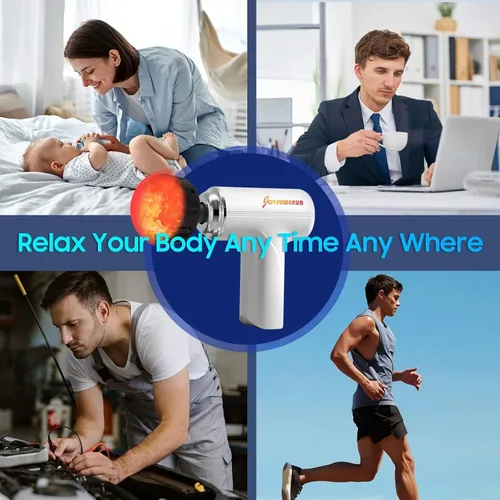 Miniatura 3 de Pistola de masaje con calor - Potente masajeador de tejido profundo, mini pistola de masaje de mano para alivio muscular de cuerpo completo