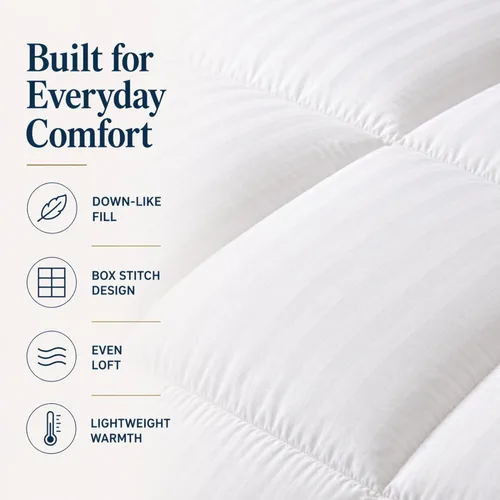 Miniatura 3 de Continental Bedding Affinity - Edredón alternativo de plumón, 100% algodón, funda de 300 hilos, relleno de edredón para todas las estaciones