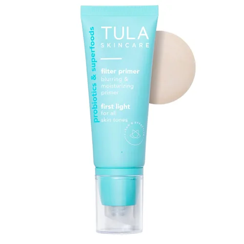 TULA Filtro facial para el cuidado de la piel, imprimación borrosa e hidratante, primera luz, iguala la apariencia del tono de piel y