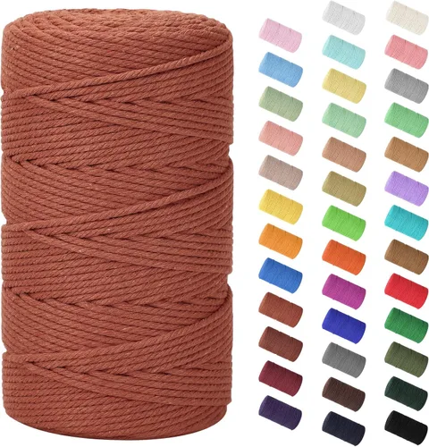 Miniatura 129 de Cordón de macramé de 0.079 in x 380 yardas (1140 pies), cuerda de algodón natural para colgar en la pared, ganchos de plantas, manualidades, Beige