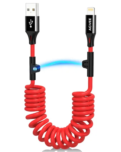 Miniatura 17 de AGVEE Cable de carga corto USB a USB-C en espiral de 1.5 pies [certificado USB-IF] Cable de carga rápida de 3 A en el automóvil para iPhone 17/16/15
