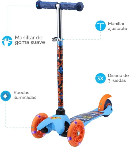 Miniatura 2 de Self Balancing Kick Scooter with Light Up Wheels, Extra Wide Deck, 3 Wheel Platform, Foot Activated Brake, 75 lbs Limit, Kids & Toddlers Girls or