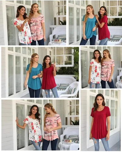 Miniatura 4 de Cathy Camiseta de manga corta para mujer, holgada y cómoda, para esconder el vientre, para usar con leggings