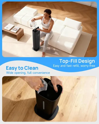 Miniatura 8 de Humidificadores de niebla cálida y fría para dormitorio, 500 pies cuadrados, humidificador de llenado superior de 2.1 galones/8L, habitación grande