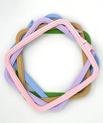 Miniatura 2 de Nurge 5 aros cuadrados grandes de plástico para bordar, aro de costura cruzada, aro de aguja perforadora, multicolor