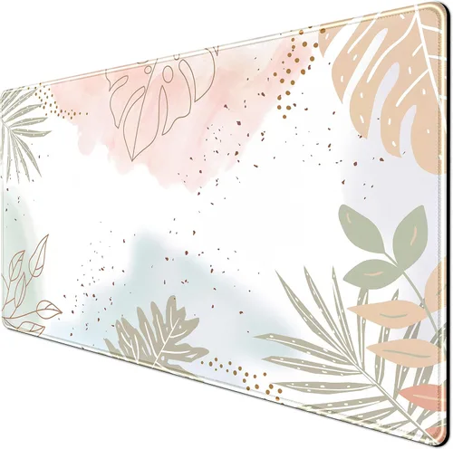 Tapete para teclado bohemio con pintura pastel, tapete para mouse con plantas verdes matcha, accesorios abstractos, tapete de escritorio para