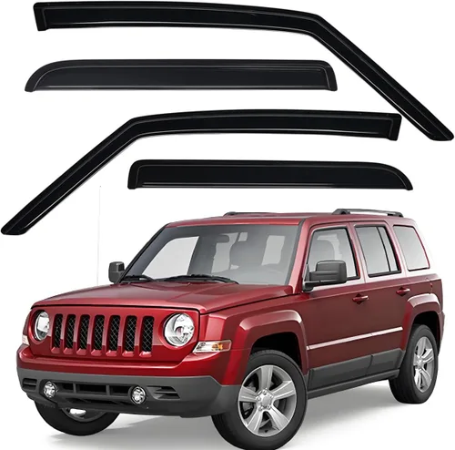 Lightronic Visera de ventana de ventilación automática de montaje exterior extraduradera, se adapta a Jeep Patriot 2007-2017, protección UV,