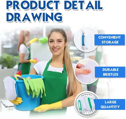 Miniatura 3 de Lallisa 12 piezas de cepillos para limpieza con mango, cómodo de agarrar, resistentes, flexibles y rígidas, cepillos a granel para ducha, baño, verde