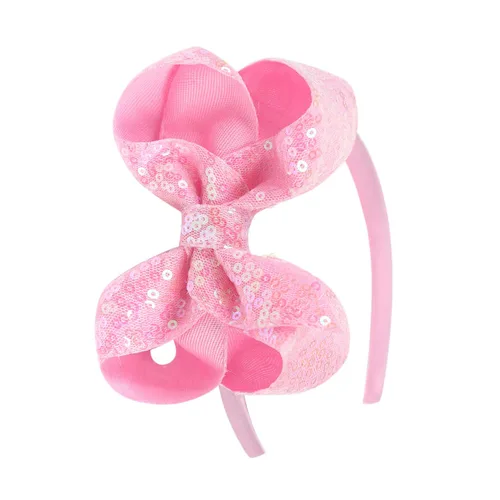 Miniatura 13 de Diademas con lazo para el pelo con lentejuelas brillantes, lazos de cinta para niñas, niños y mujeres (negro)