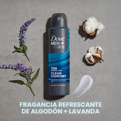 Miniatura 4 de Dove Men+Care - Desodorante antitranspirante Clean Comfort, paquete de 12, espray seco para hombres 72 horas de protección contra el sudor y el olor