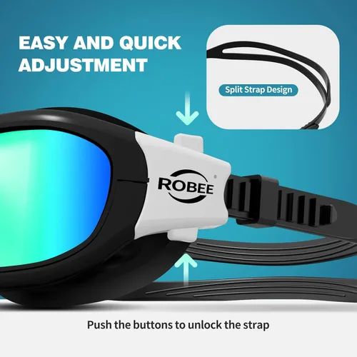 Miniatura 5 de Robee Gafas de natación, gafas de natación polarizadas para adultos, para hombres, mujeres y jóvenes, gafas de piscina de agua
