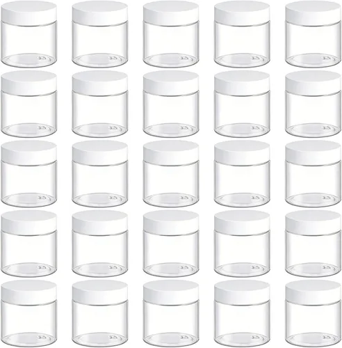 Miniatura 10 de TUZAZO Paquete de 4 tarros de plástico de 1 onza con tapas blancas, recipientes de plástico pequeños de 1 onza con tapas para productos de belleza