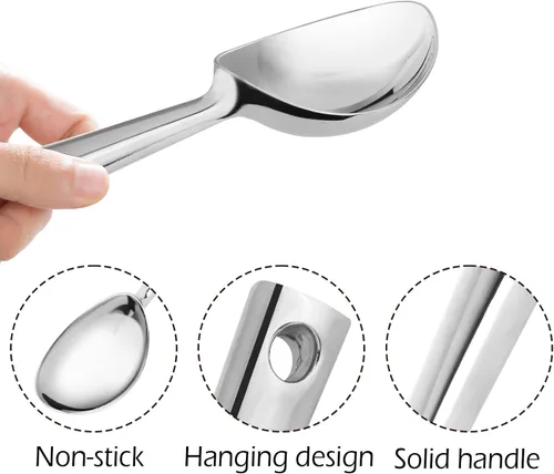 Miniatura 2 de Leden Cuchara de helado de metal resistente, cuchara de aluminio antiadherente para helado duro, apta para lavavajillas, multiusos