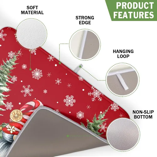 Miniatura 3 de Kawani Tapete de secado de platos de gnomo de Navidad para encimera de cocina, gnomos de Navidad, copos de nieve, almohadilla de secado de platos