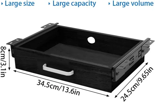 Miniatura 2 de Cajón extraíble deslizante montado debajo del escritorio de madera mejorado, con rodamientos de bolas, organizador de almacenamiento para cajones