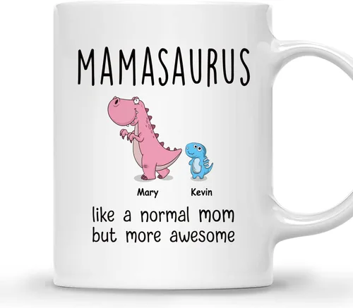 Miniatura 21 de Gossby Taza personalizada (1 niño) AUNTASAURUS Like a Normal Aunt but More Awesome - Taza de café para la abuela de parte de la nieta, nieto