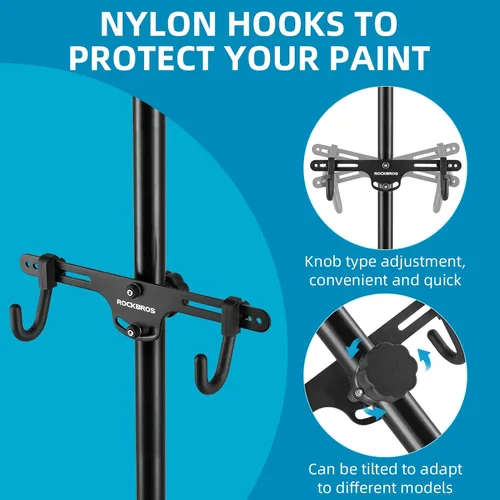 Miniatura 3 de ROCKBROS 2 soportes de almacenamiento de bicicletas para interiores, ajustable, para pared, vertical, 68.11-110.2 pulgadas, para carretera, MTB e