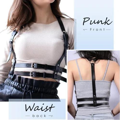 Miniatura 2 de Punk Waist Leather Chain Belt Harness Strappy Adjustable Body Accessories