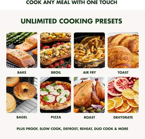 Miniatura 3 de GreenPan Horno de convección Elite 13 en 1 y freidora de aire, bandeja de cerámica sin PFAS y bandeja para pizza, estantes ajustables, ajustes Crema