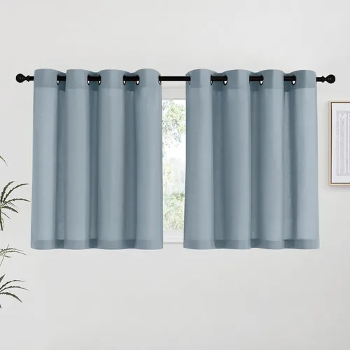 Miniatura 137 de NICETOWN Cortinas de lino natural con textura de lino para dormitorio, mezcla de lino rústica con ojales en la parte superior, semitransparentes
