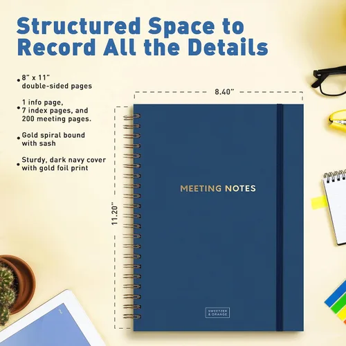 Miniatura 2 de S&O - Cuaderno de reuniones grande para el trabajo, organizador profesional, diario de notas corporativas y de conferencias, bloc de notas