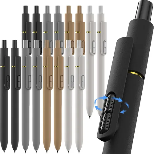 Miniatura 10 de Hiacry 8 bolígrafos de gel de punta fina de 0.028 pulgadas, tinta negra, escritura suave, secado rápido, larga duración, suministros escolares